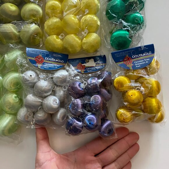 Small Satin Christmas Tree Balls Baubles Ornaments - Picture 2 of 3